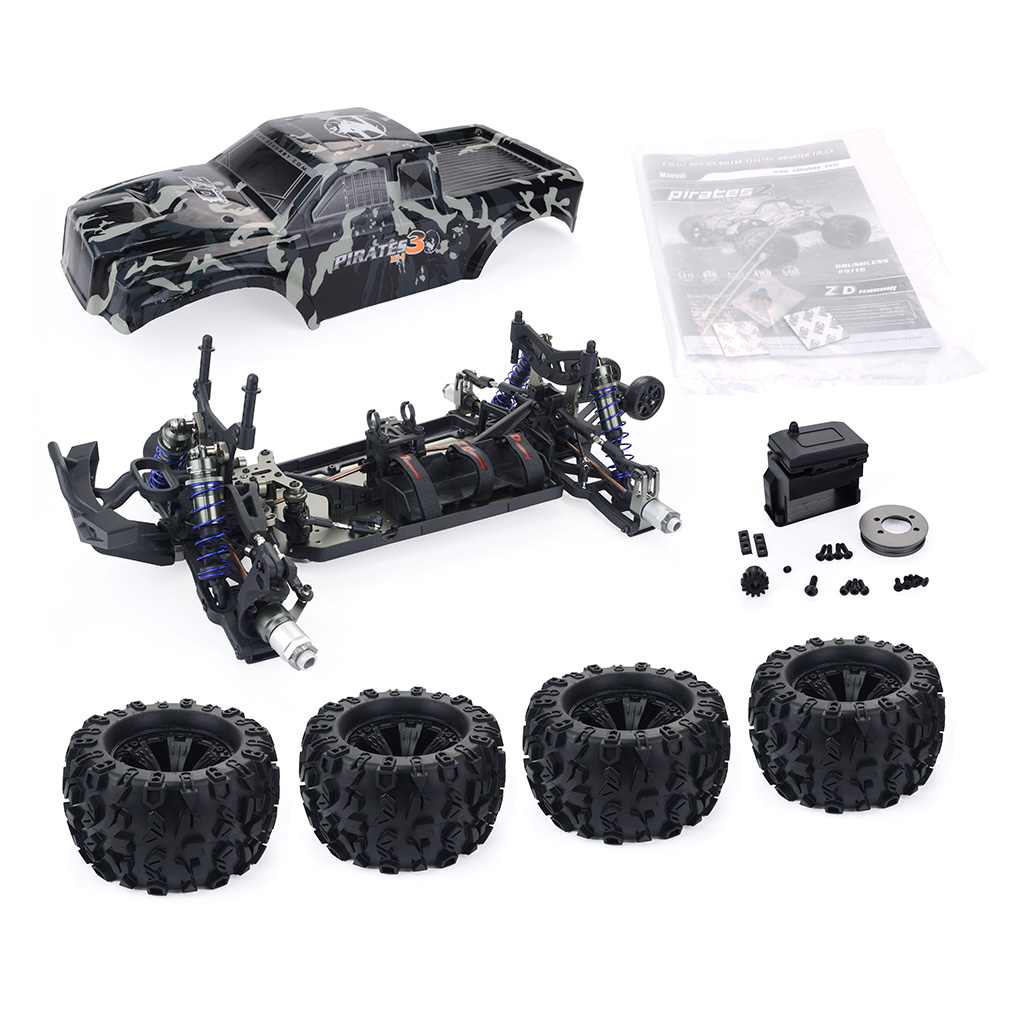 ZD Racing MT8 Pirates3 1/8 2.4G 4WD 90km/h Electric Brushless RC Car Metal Chassis RTR  camouflage_Frame (without electronic accessories)