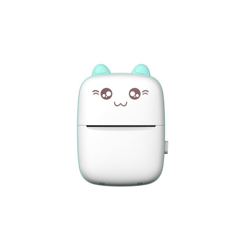 Portable Mini  Pocket  Printer Handheld Mobile Phone Bluetooth-compatible Connection Printer cat blue_Take 10 rolls of paper