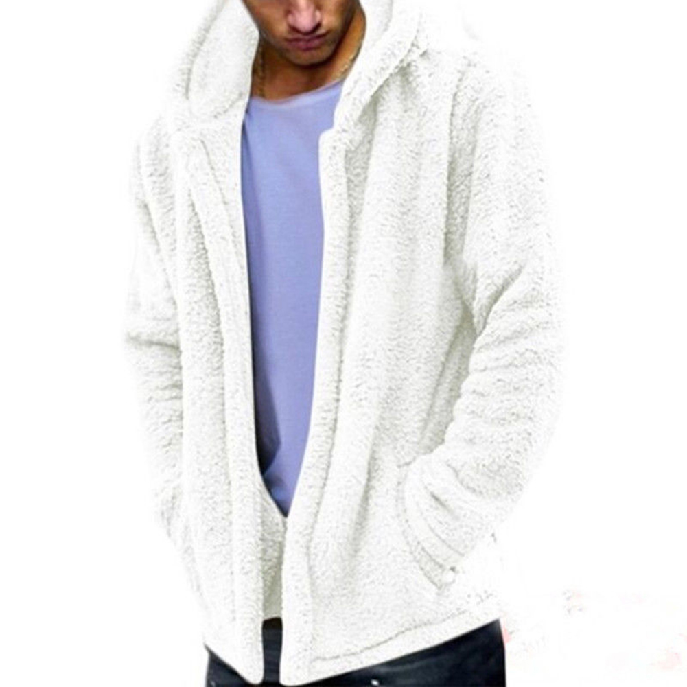 Wholesale Men Casual Fluffy Fleece Coat Cardigan Hooded Sweatshirt ...