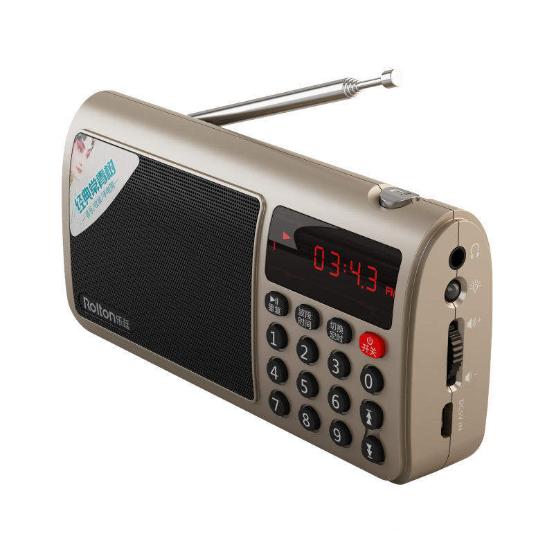 Rolton T50 Portable World Band FM/MW/SW Stereo Radio Speaker MP3 Music Player SD/TF Card for PC iPod Phone Gold