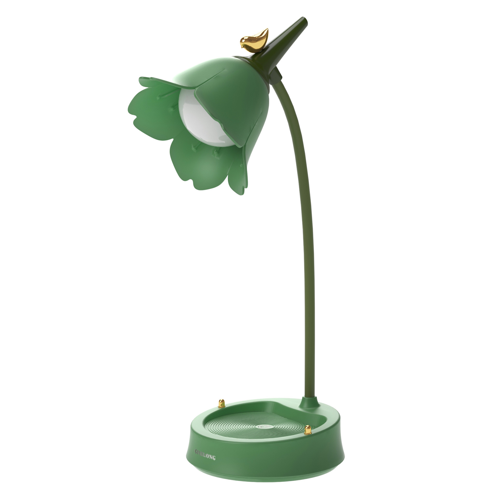 3W LED Desk Lamp Table Light Adjustable Gooseneck Rechargeable Battery Night Light With Mobile Phone Holder For Kids green