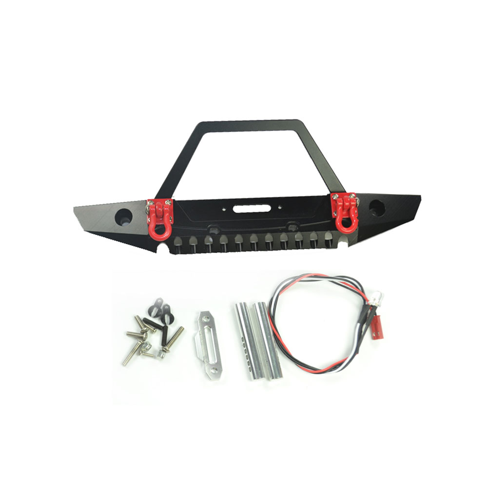 RC Crawler Metal Front & Rear Bumper with Lights for Axial SCX10 Jeep AX90046 RC Car Front bumper