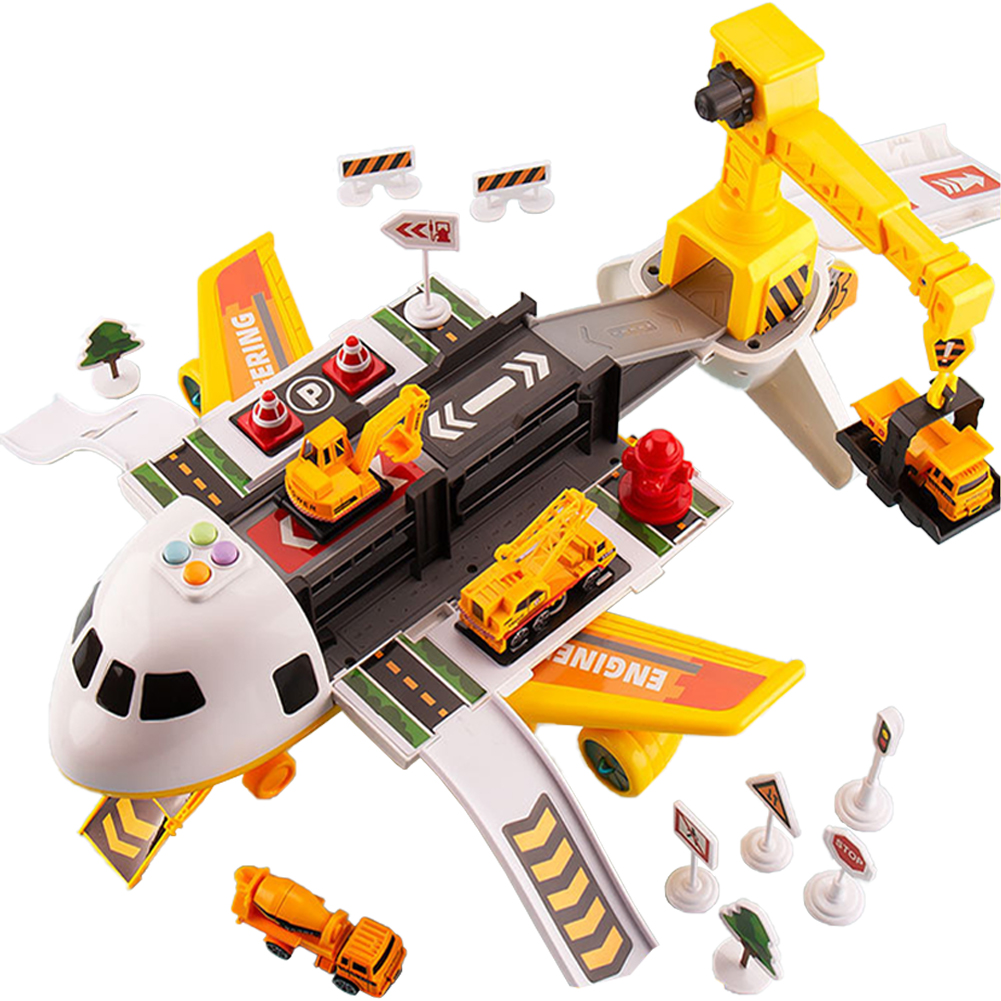 Deformation Aircraft Inertia Toys With Music Light Simulation Passenger Plane Track Alloy Car Model Toys For Kids Gifts Engineering