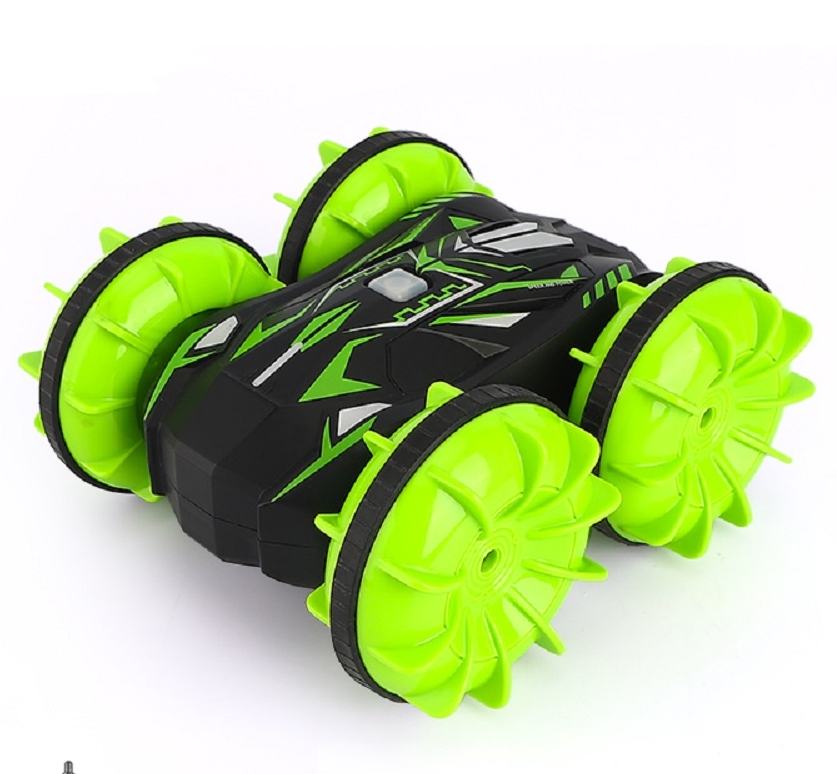D878  1:20 2.4G RC Stunt Car Land Water Double Side Remote Control Vehicle Toy green