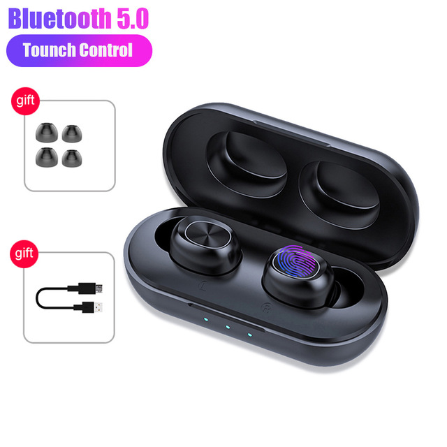 B5 TWS Bluetooth Earphone Wireless Headset HiFi Stereo Noise Cancelling Gaming Headphones With Microphones black