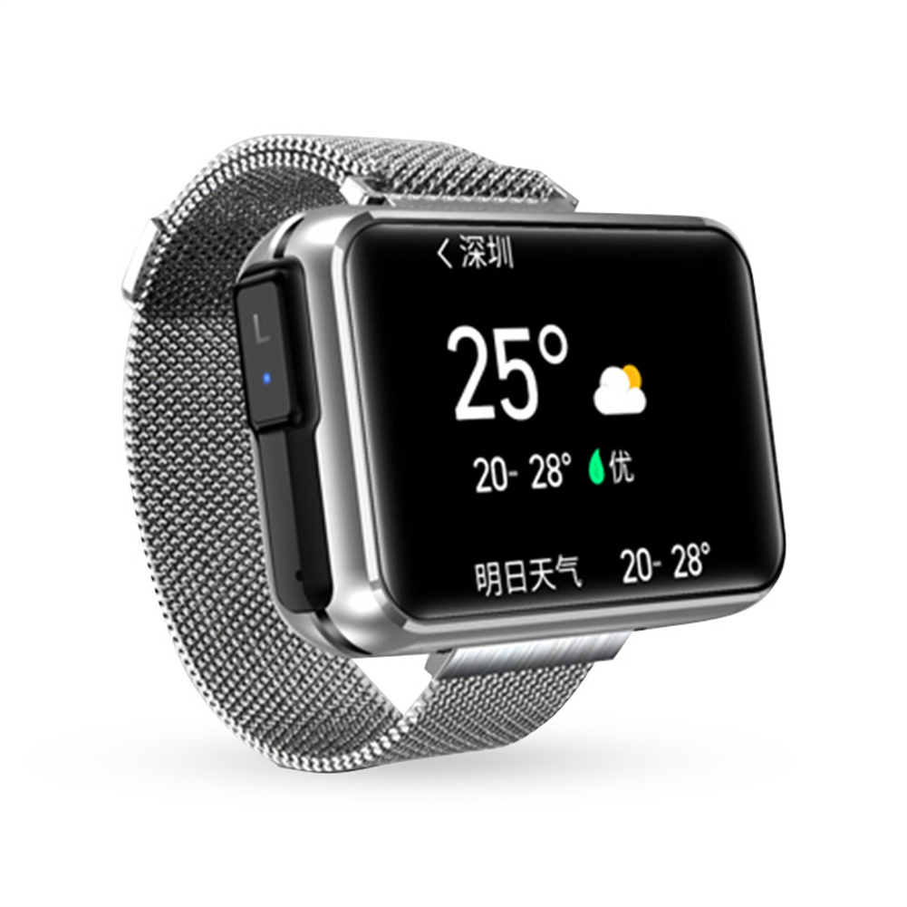 T91 Binaural Bluetooth-compatible Headset Smart Watch Heart Rate Sleep Blood Oxygen Detection 1.4-inch Full Touch-screen Call Smartwatch silver steel belt