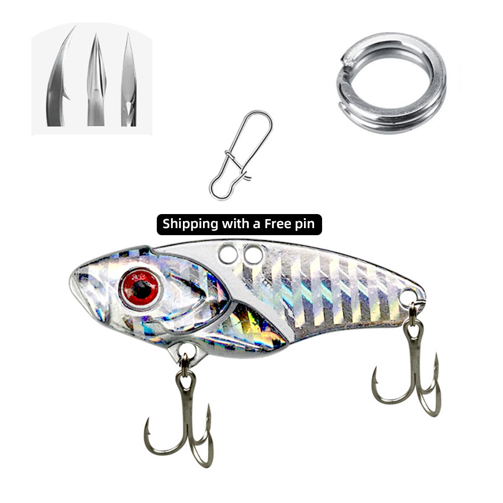 fishing lure 10/20g 3D Eyes Metal Vib Blade Lure Sinking Vibration Baits Artificial Vibe for Bass Pike Perch Fishing Silver colorful_20g