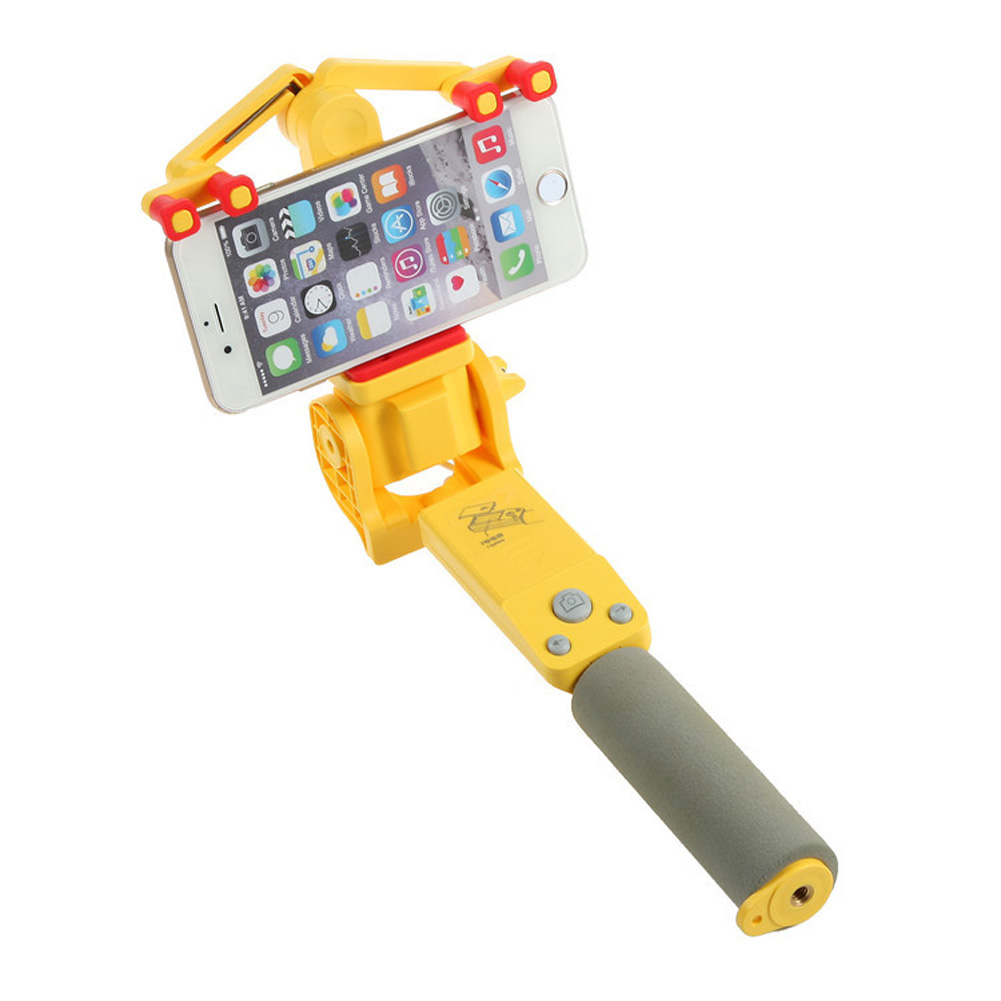 360 Degree Rotating Selfie Stick Mobile Phone Bluetooth Automatic Rotating Stainless Steel + ABS yellow