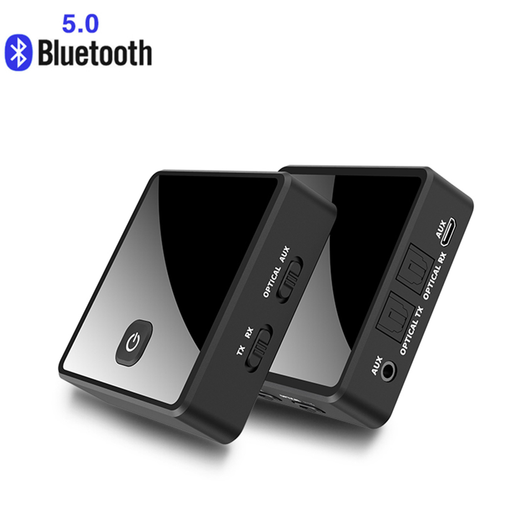 2-in-1 Wireless Audio Adapter Bluetooth 5.0  AUX Plug and Play Receiving and Transmitting black