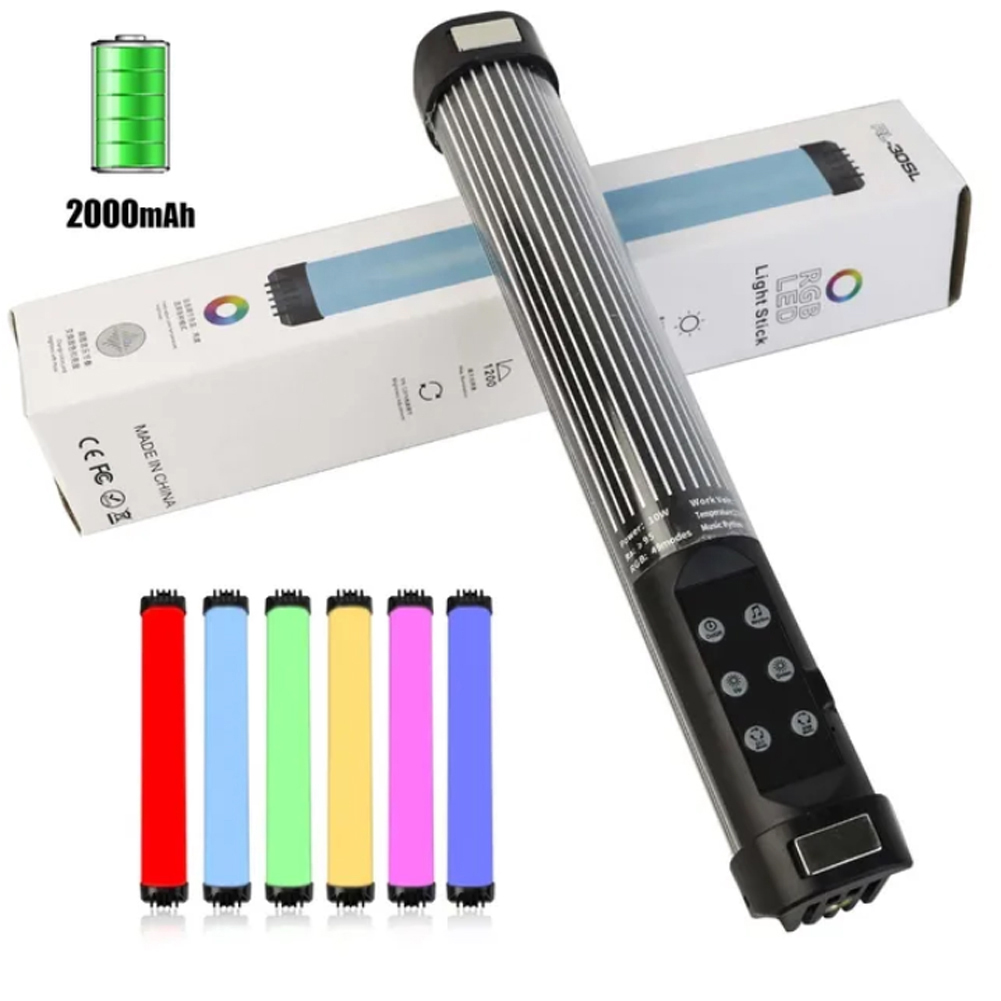 RGB Photographic Video Lights 360° Full Color Portable Photography Lighting 2700-7500K Dimmable Camera Lamp black
