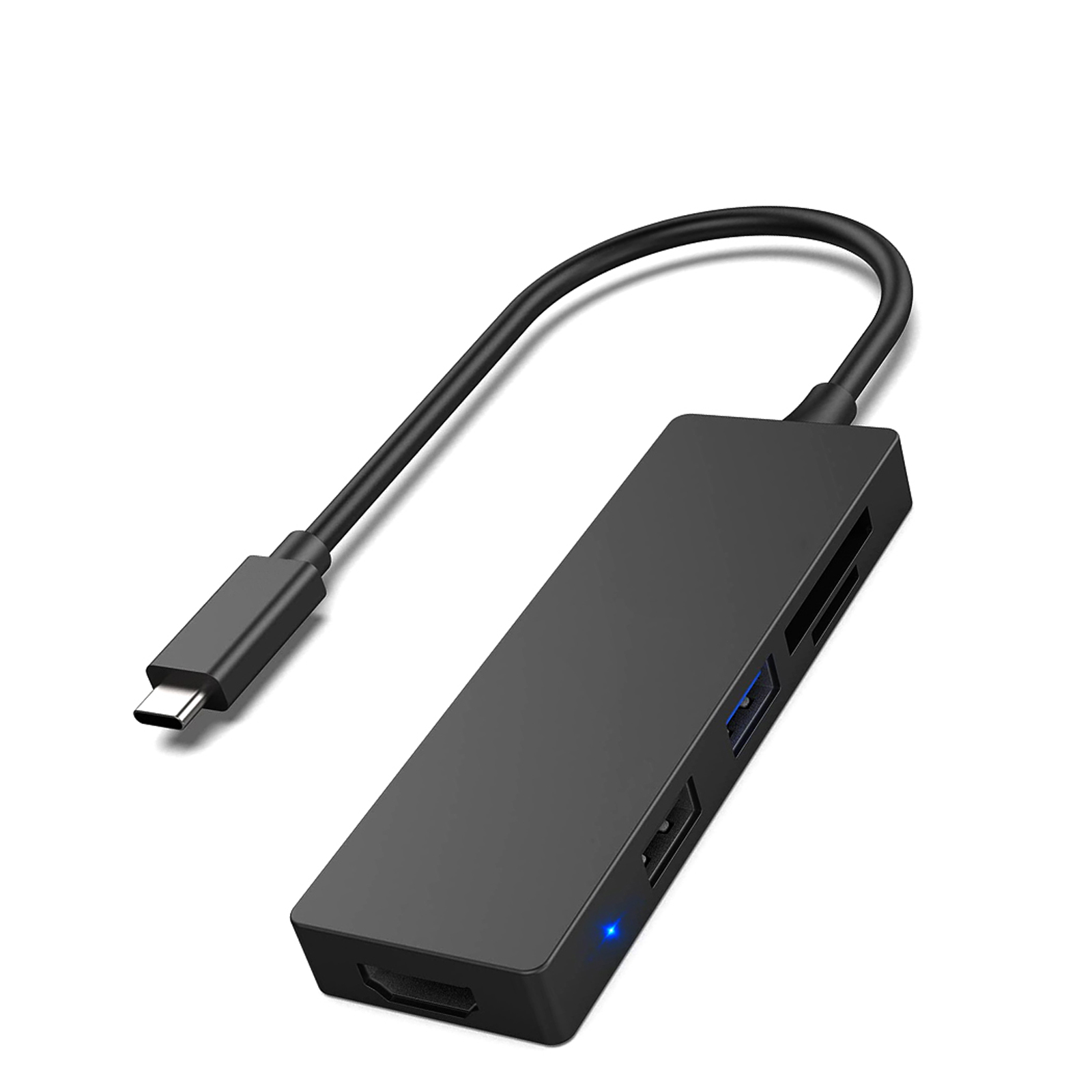 5-in-1 Usb C Hub Type-c To Forhdmi 4k Multiport Adapter Usb2.0/3.0 Forhdmi Card Reader black