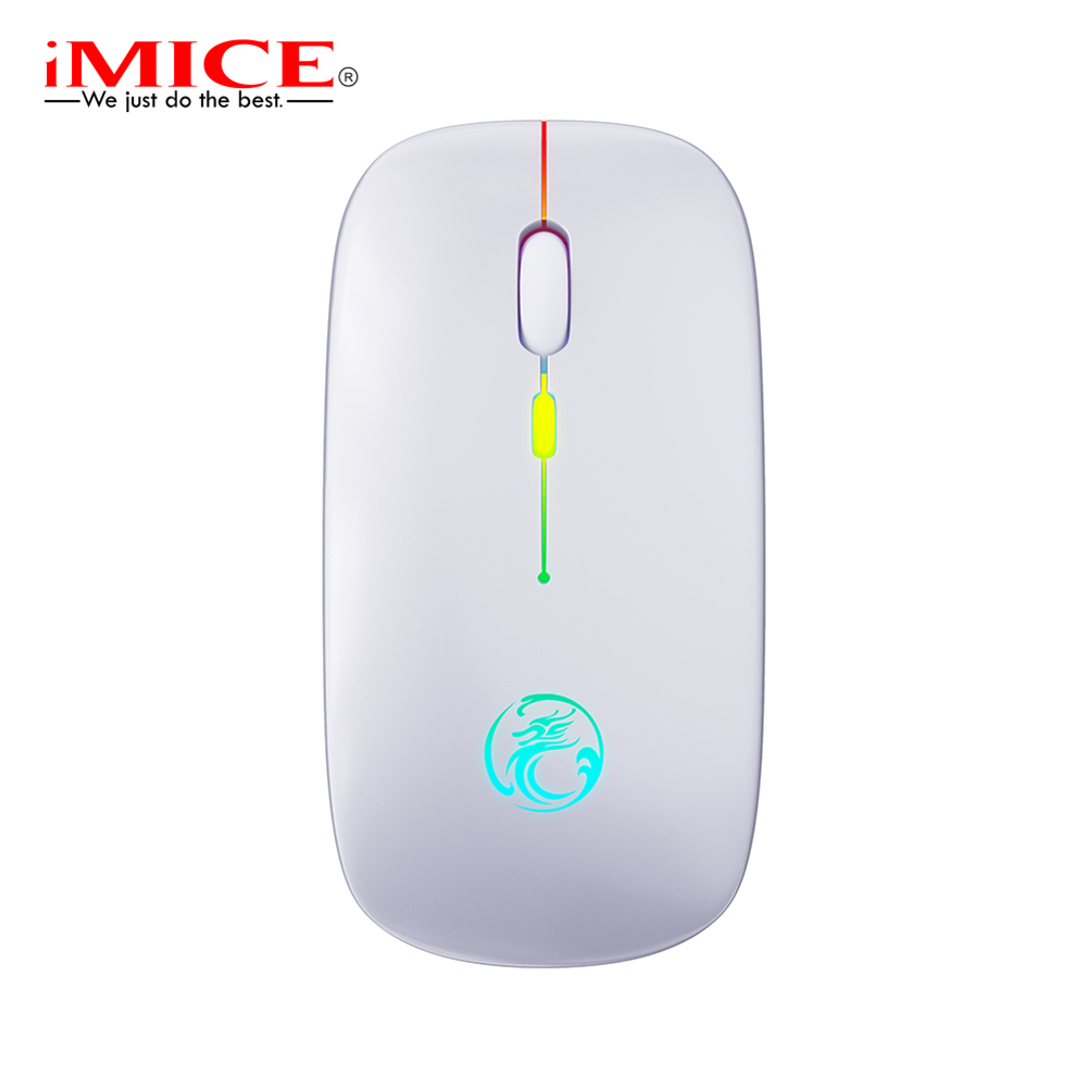 Wireless  Mouse Bluetooth-compatible Dual-mode Rechargeable Luminous Silent Ergonomic Mouse For Laptop Pc Silver dual-mode illuminated version