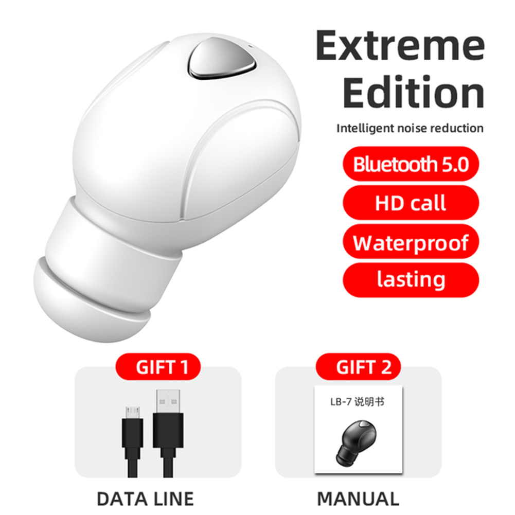 Lb-7 Wireless Bluetooth-compatible 5.0 Headset Headphones Mini Sports In-ear Handsfree Stereo Earbuds Sport Waterproof Headset White