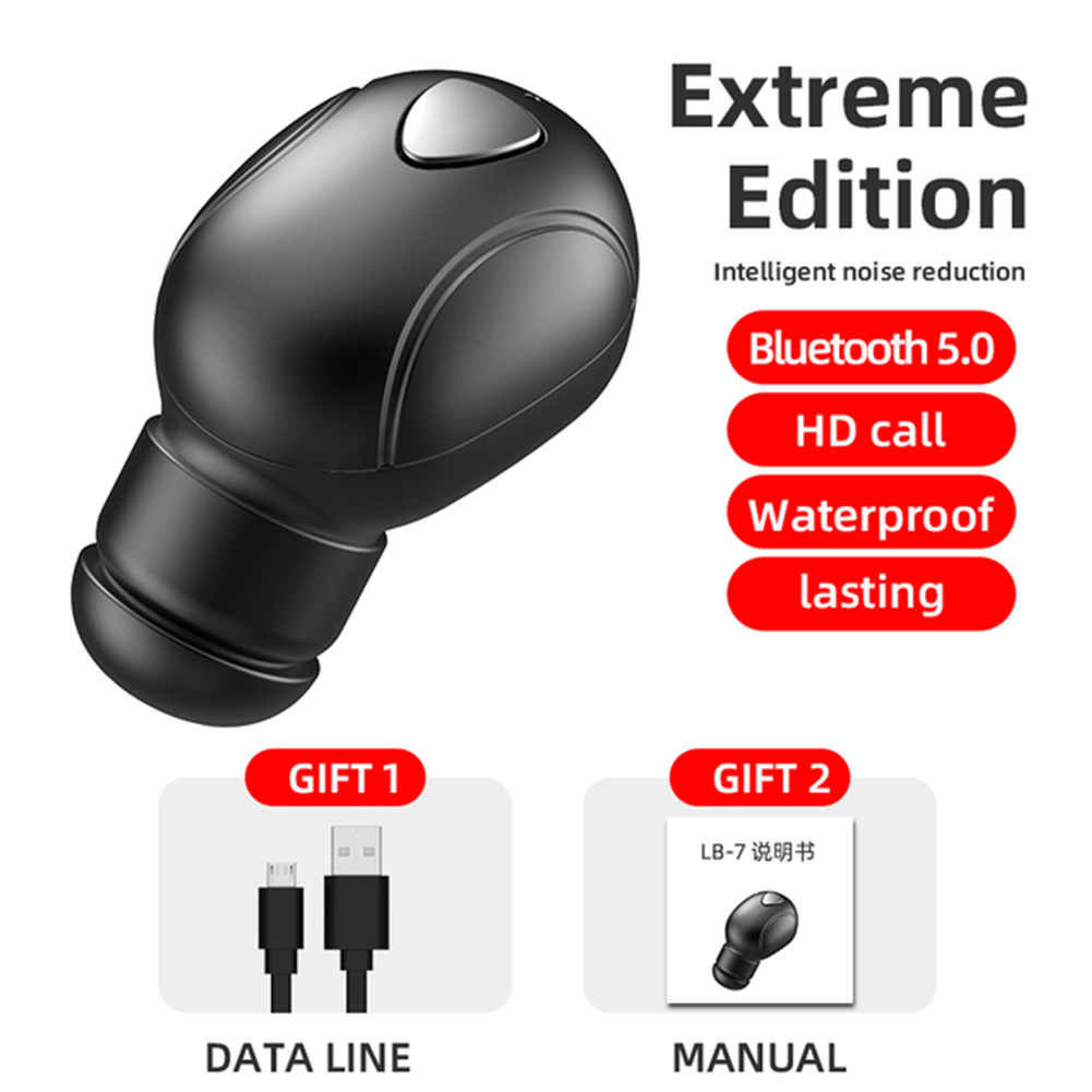 Lb-7 Wireless Bluetooth-compatible 5.0 Headset Headphones Mini Sports In-ear Handsfree Stereo Earbuds Sport Waterproof Headset black