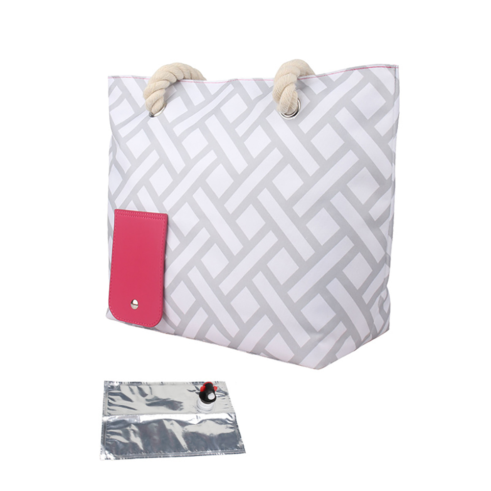 Beach Wine Tote Bag Leakproof Insulated Purse Carrier Outdoor Wine Cooler Bag 2000ml Large Capacity Insulated Cool Bag For Travel Restaurant Party Dinner Gray + 1 liner