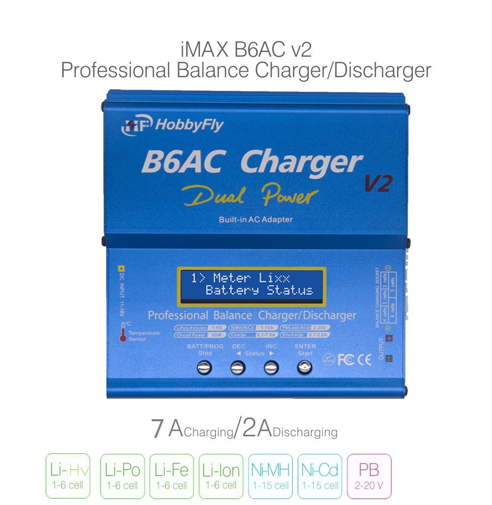 80W 6A Battery Charger Balance Charger High Power B6AC Multifunction Adapter US Plug