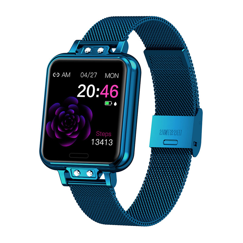 Zl13 Fashion Smart Watch Stainless Steel Heart Rate Blood Pressure Color Screen Smartwatch Blue