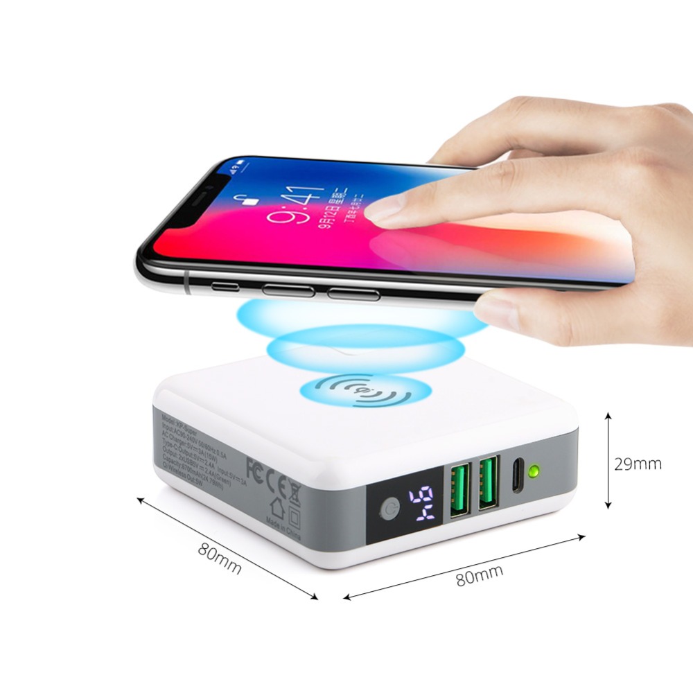 QI Wireless Wall Charger Power Bank with Digital Screen U.S. regulations