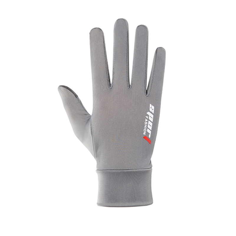Fingerless Touch Screen Gloves Cycling Breathable Touch Screen Gloves Outdoor Sun Proof Ultra-thin Fabric Bike Gloves Full finger touch screen grey_One size