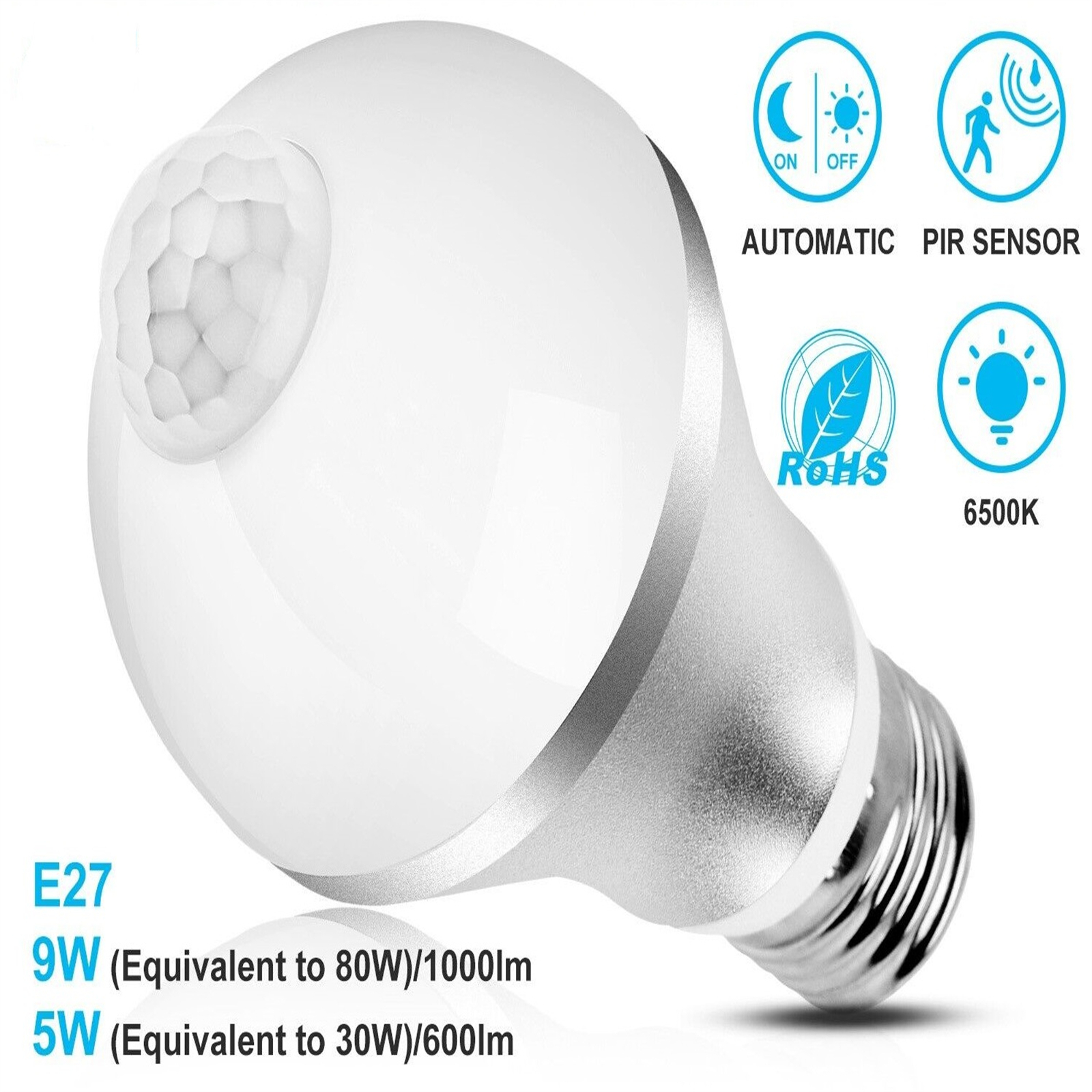 E27 Light Bulb Energy Saving Pir Infrared Sensor Auto On/off Dusk to Dawn Lamp