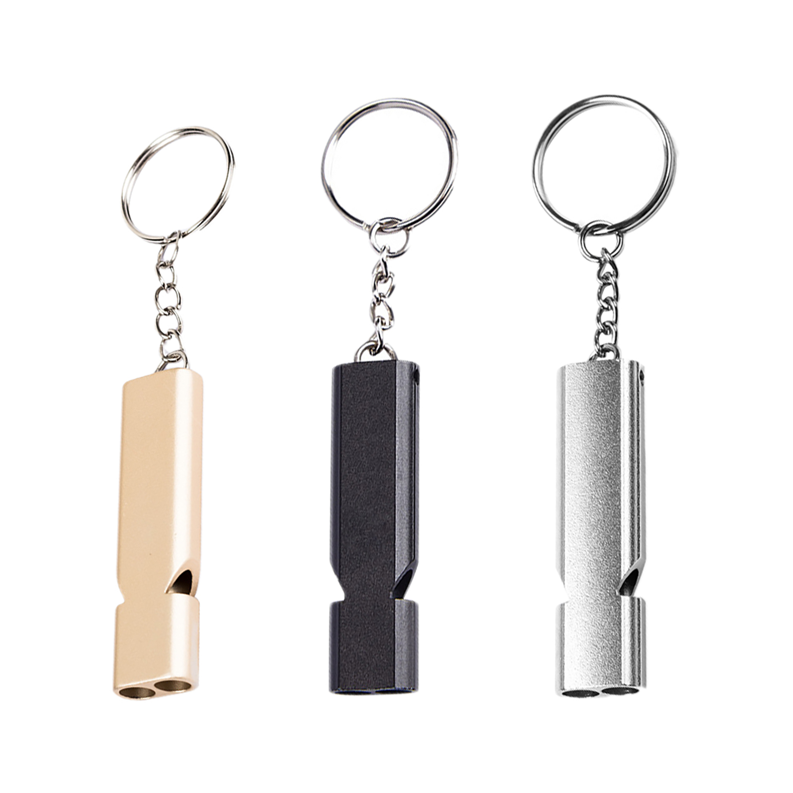 3PCS Outdoor Survival Whistle Aluminum Alloy Double Tube Dual-Frequency High Volume First Aid Whistle Outdoors Tool