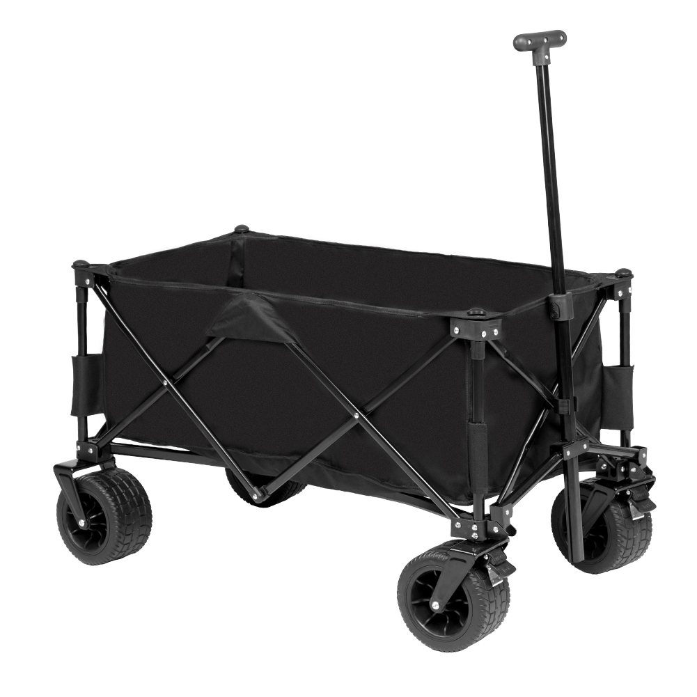 Ultimate Collection US Folding Cart Large-Capacity Adjustable Handle Front Swivel Wheels Outdoor Camping Beach Carts Black