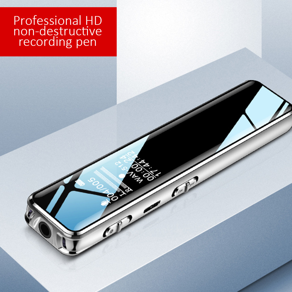 Q22 Mini Digital Voice Recorder Audio Pen 8GB 16GB 32GB Business Conference Voice Activated Recording Long Standby Large Capacity External MP3 Player Silver