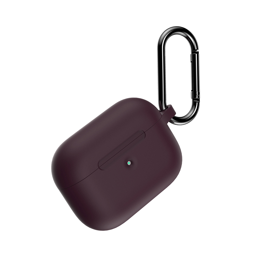 Silicone Case for AirPods Pro Wireless Bluetooth Headphones Storage Protective Cover with Hook for Outdoor Travel wine red