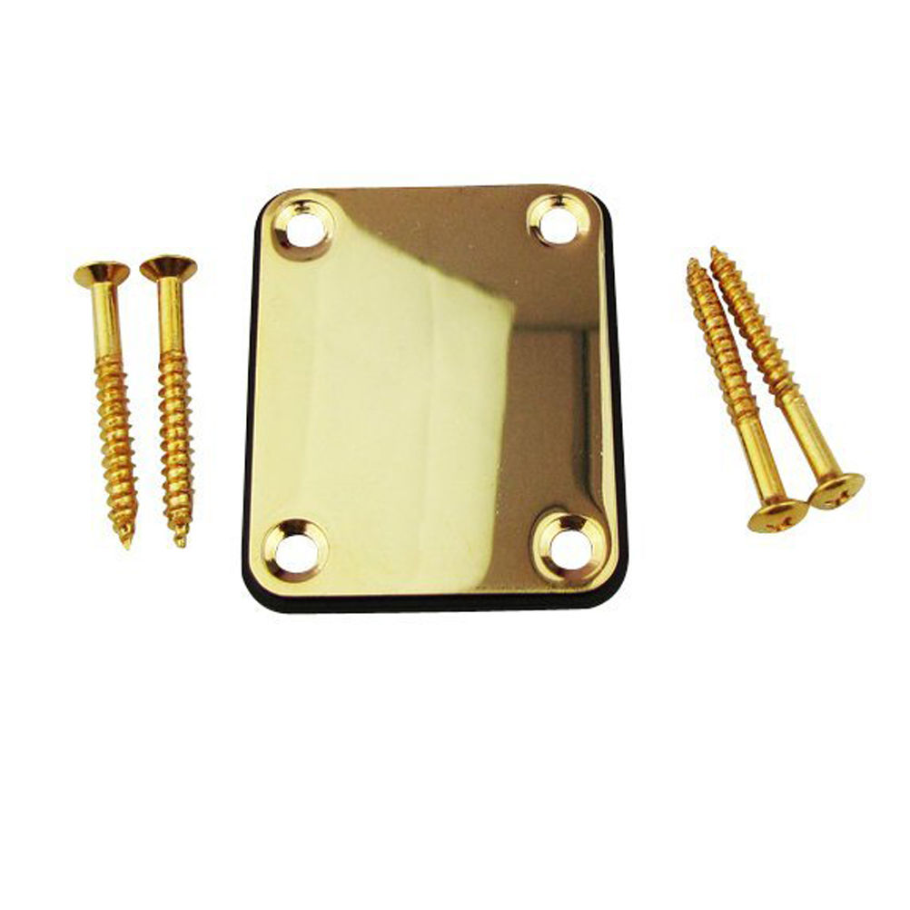 Alloy Neck Plate with 4 Screws Replacement Part for Electric Guitar Bass Gold