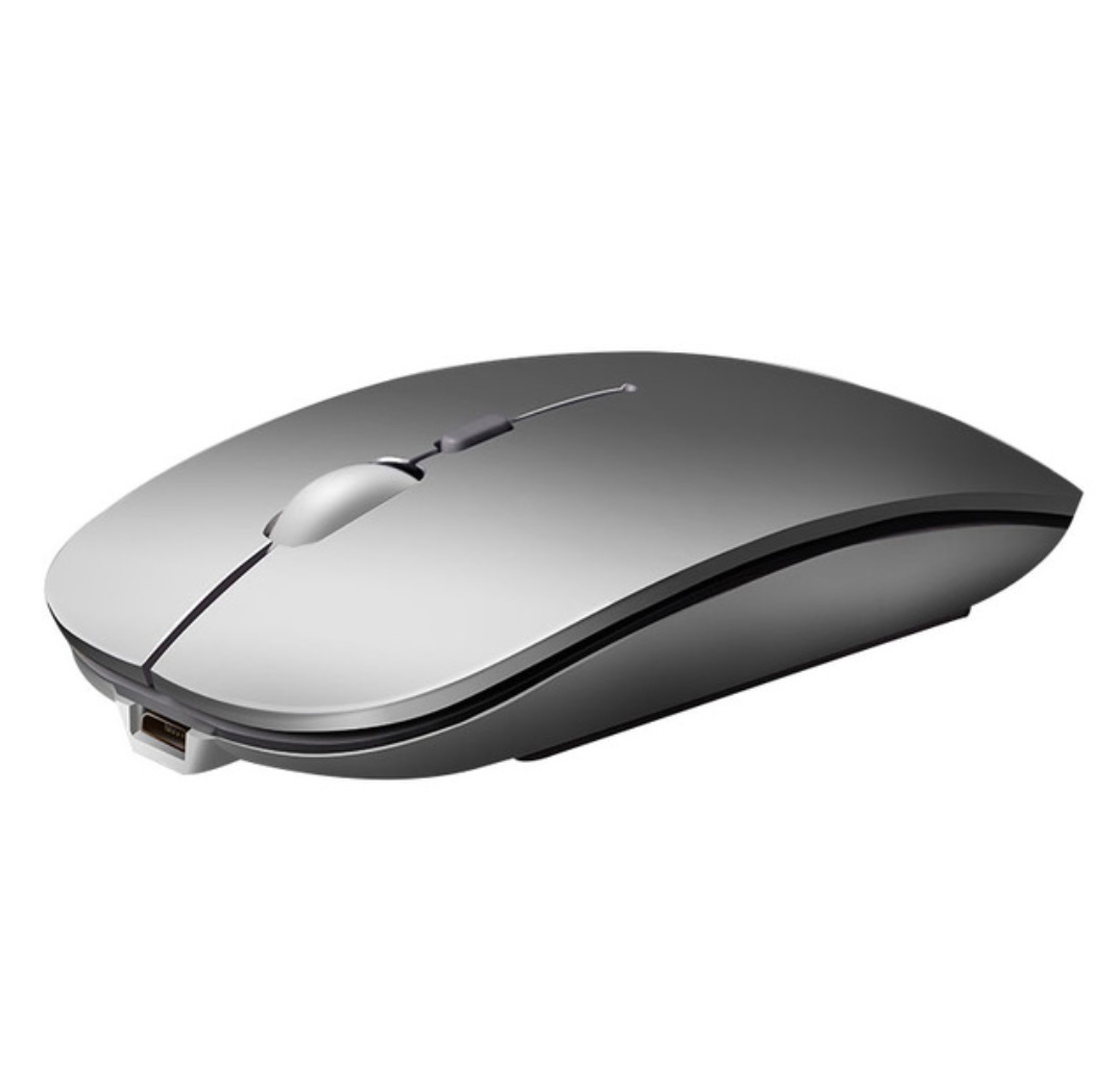 Wireless Mouse Rechargeable Wireless Bluetooth Dual-mode Mouse Laptop Games Ultra-thin Silent Mouse Silver wireless version
