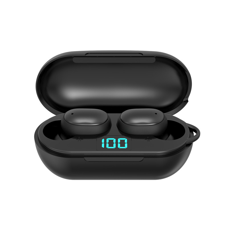 H6 TWS Wireless Earphone Earbuds LED Display Bluetooth V5.0 Headsets with Mic for Xiaomi iPhone Huawei Samsung A6S black