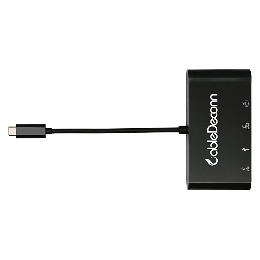 4 in 1 Converter Type-C to HDMI Gigabit LAN USB3.0 Docking Station for MacBook Laptop black