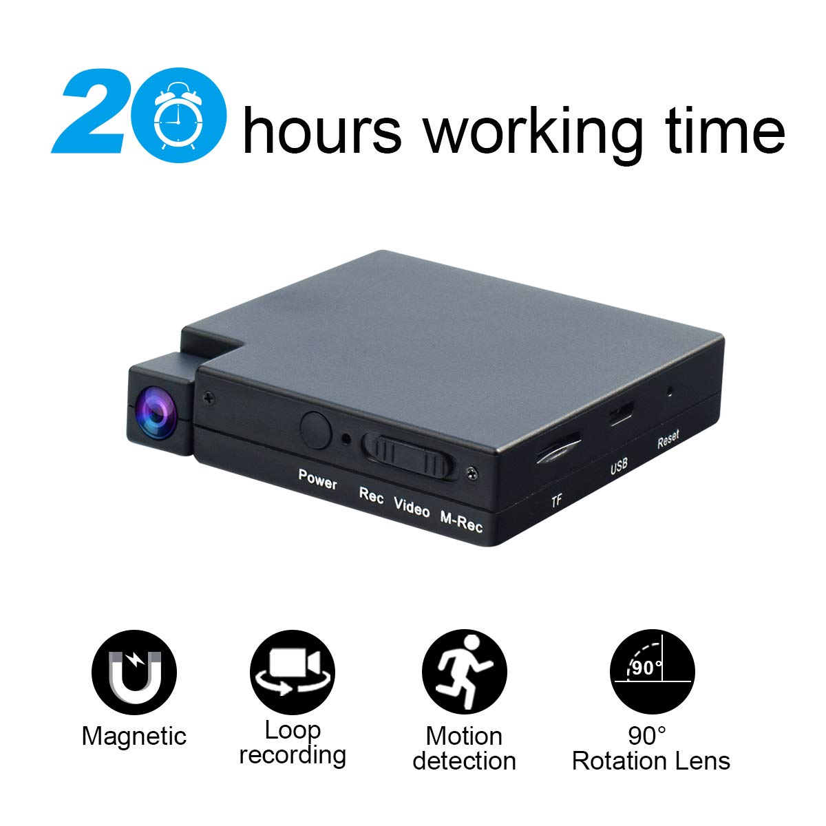 24-Hour Stand-by Sports Camera DV Rotary Camera Multifunctional Portable Camera Driving Recorder Rotary comes with magnetic suction