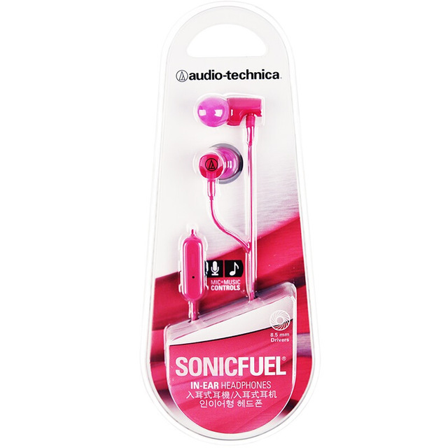 Original Audio Technica ATH-CLR100iS Wired Earphone Ergonomic Sport Headset Remote Control Headphone Compatible With Android/iOS Cellphone Pink