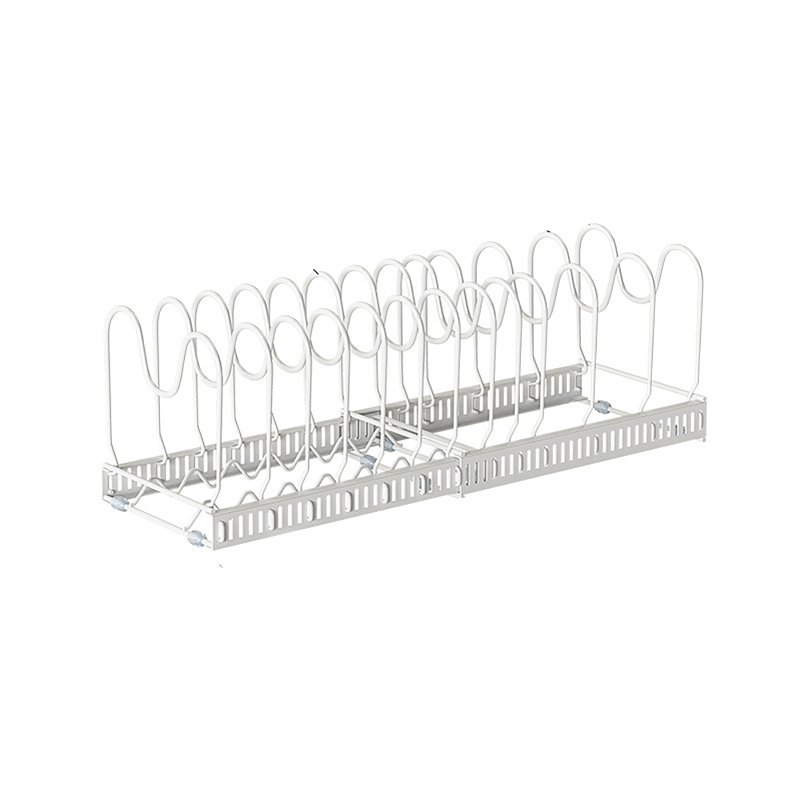 Pots And Pans Organizer Pull Out Pot And Pan Organizer With 13 Adjustable Partitions Anti Slip Silicone Pad Scalable Storage Rack