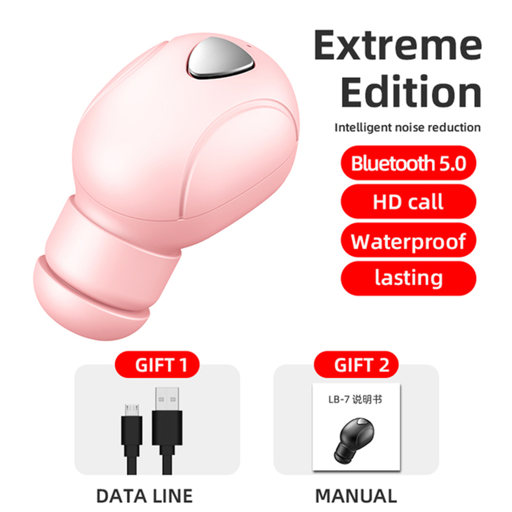 Lb-7 Wireless Bluetooth-compatible 5.0 Headset Headphones Mini Sports In-ear Handsfree Stereo Earbuds Sport Waterproof Headset pink