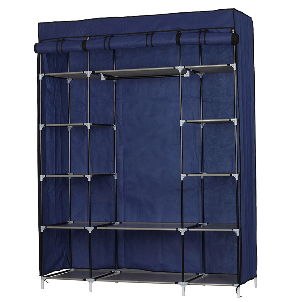 US 5 Layers 12 Compartments Non-woven Fabric Wardrobe Portable  Closet Household Furniture Navy