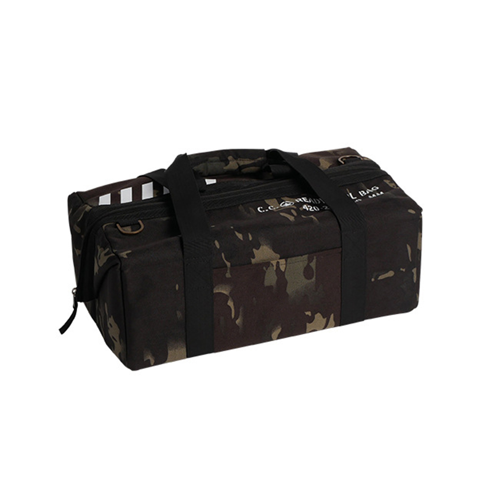 Outdoor Camping Tent Bag Camping Storage Bag Outdoor Utility Tote Bag Camping Cookware Organizer With Built-in Removable Hard PP Divider And Front Storage Bag Strap black forest