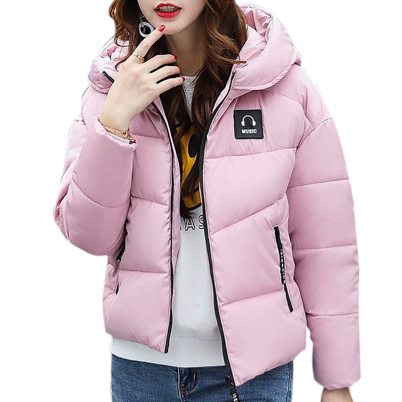 Wholesale Women Cotton Padded Jacket Zipper Short Hooded Coat Winter