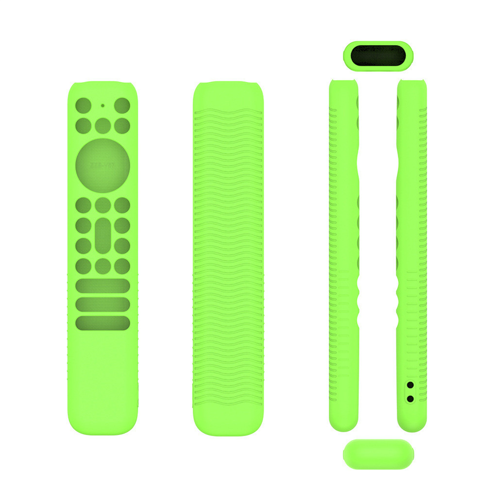 Silicone Case Remote Control Storage Dustproof Cover With Protective Belt Lanyard Compatible For TCL RC902V Luminous green