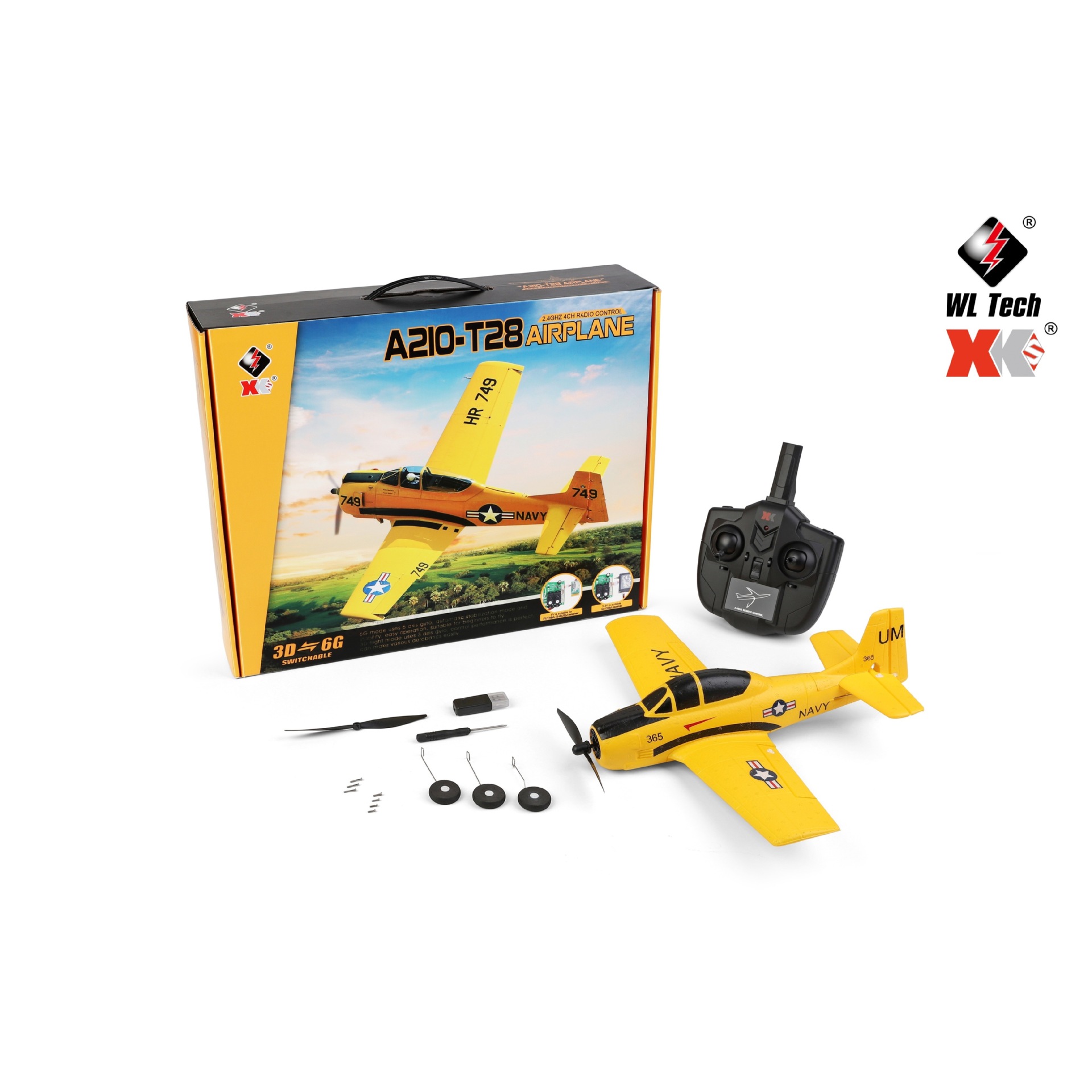 Xk A210 T28 4ch 384 Wingspan 6g/3d Modle Stunt Plane Six Axis Stability Remote  Control  Airplane Electric Rc Aircraft Drone Toys as picture show