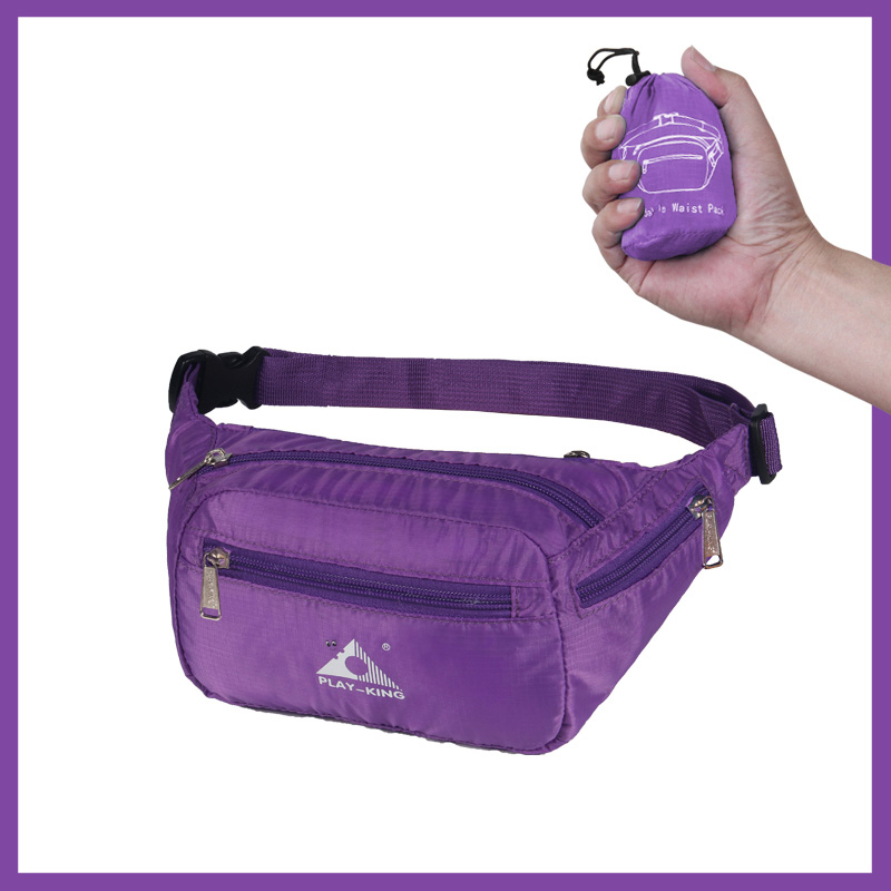 Sports Waist Bag Casual Outdoor Portable Lightweight Folding Multifunctional Running Mobile Phone Waist Bag purple_7 inch