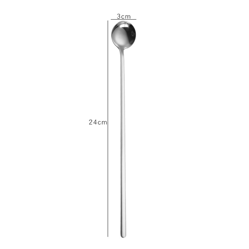 Stainless Steel Stirring Spoon Dig Spoon with Long Handle for Bar Mug Coffee Cup Stainless steel color (24cm)