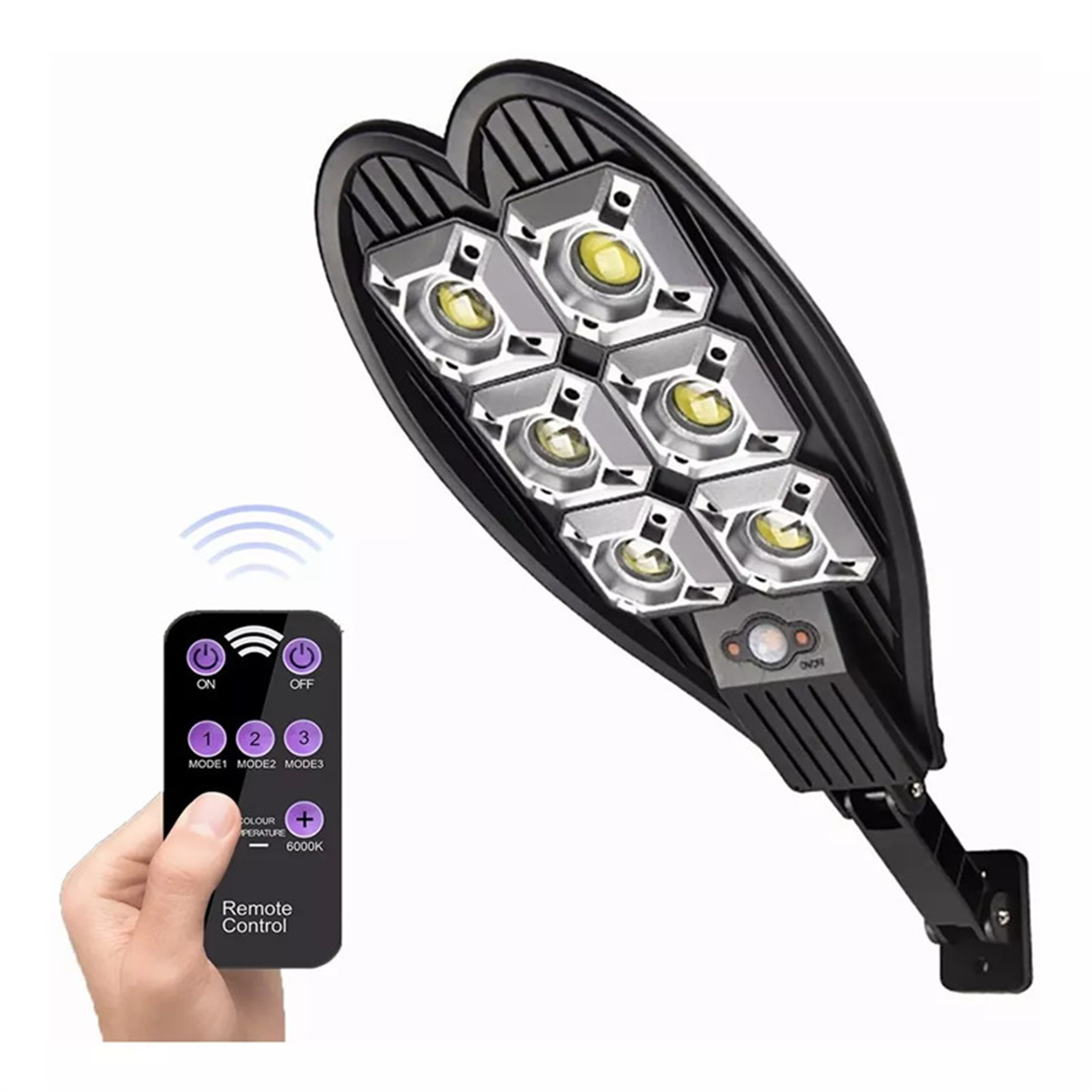 Solar Fence Light, 5500 Lumens Solar Lights With Remote Control IP65 Waterproof Outdoor Sunlight Lamp, Modern Wall Decor For Garden, Patio, Fence, Wall, Porch Garage black