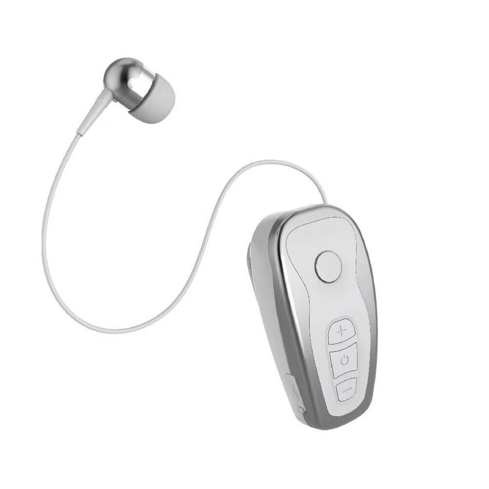Q7 Wireless Convenient Bluetooth 4.1 Earphone Stereo Headset Voice Report In-Ear Retractable Wire Business Neck Clip Design silver