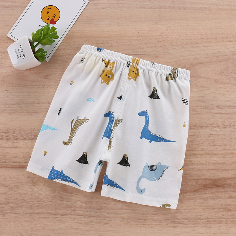 Kids Cotton Shorts Cute Cartoon Printing Summer Breathable Casual Short Pants For 0-7 Years Old Boys Girls small dinosaur 2-3Y 60#90CM