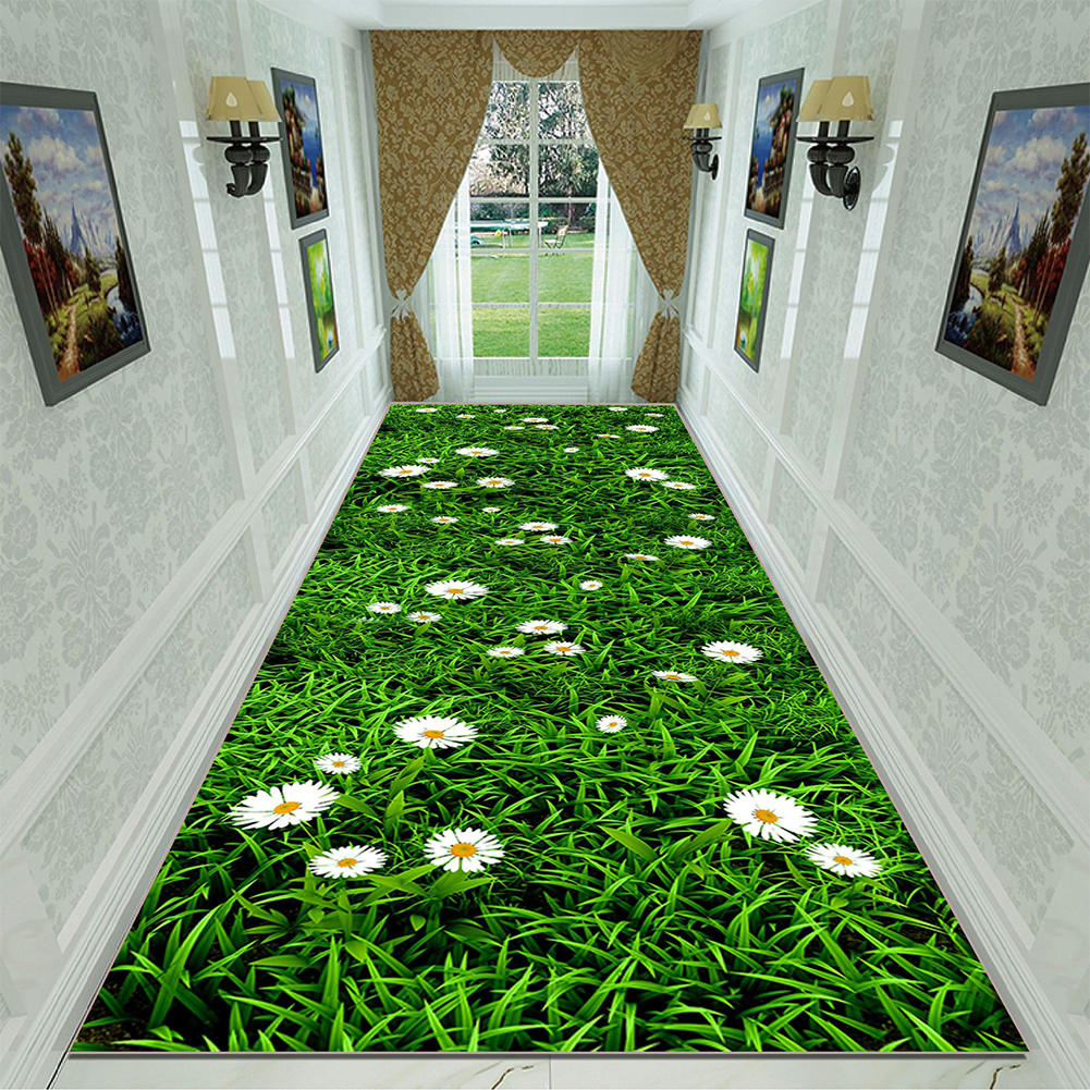 Green Rectangle Plant Printing Non Slip Mat for Bedroom Living Room Table Kitchen Corridor 15_80cm