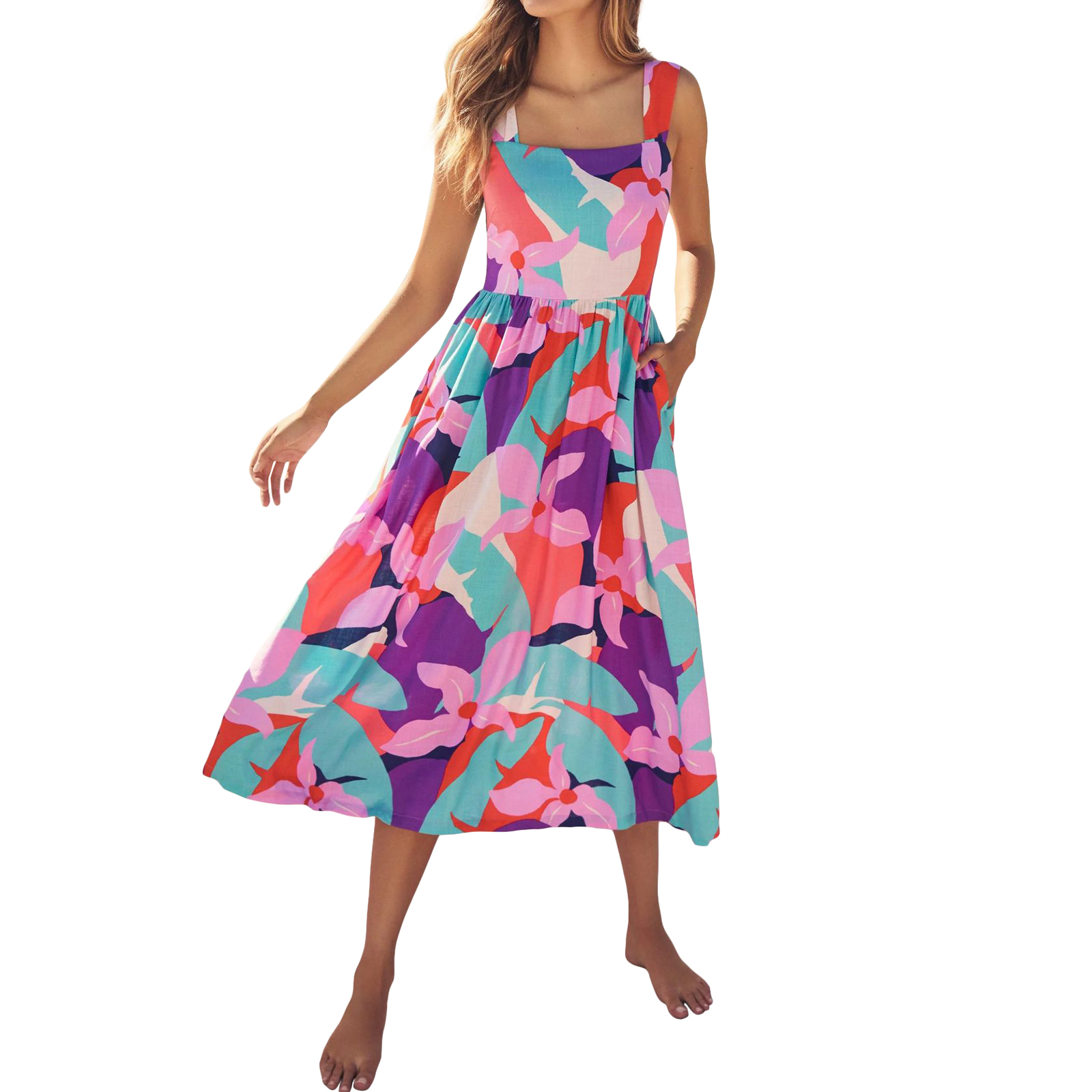 Women Sleeveless Dress Sexy Backless High Waist Long Skirt Summer Sweet Printing Dress For Travel Party rose red printing S