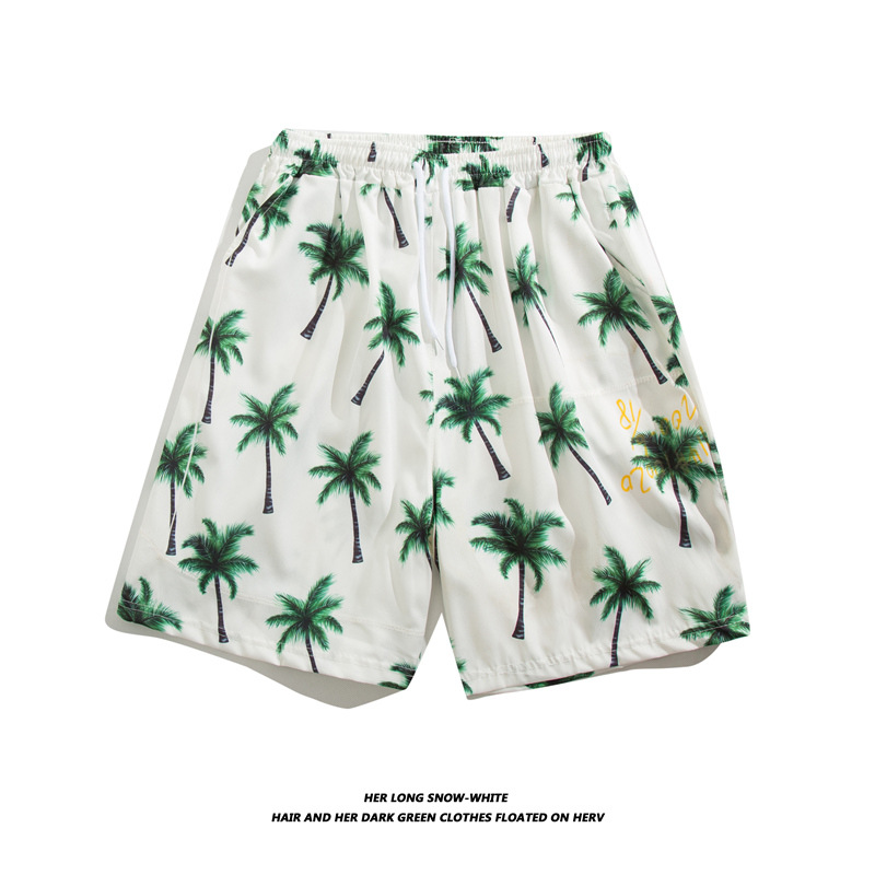 Men Summer Shorts Hawaiian Style Printing Straight Pants Loose Casual Breathable Quick-drying Beach Shorts K2160 M