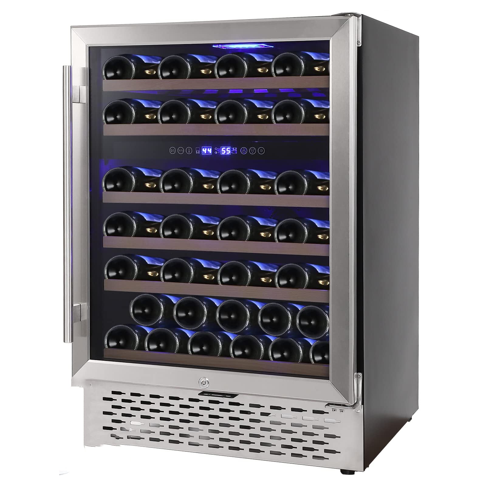 US GARVEE Wine Cooler Refrigerator 51 Bottles Compressor Dual Zone Built-in Freestanding Fridge